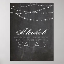 Chalkboard String Lichter Alkohol wegen Hochzeit Poster