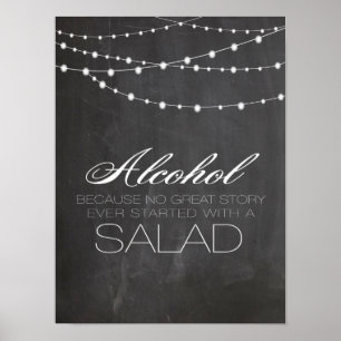 Chalkboard String Lichter Alkohol wegen Hochzeit Poster