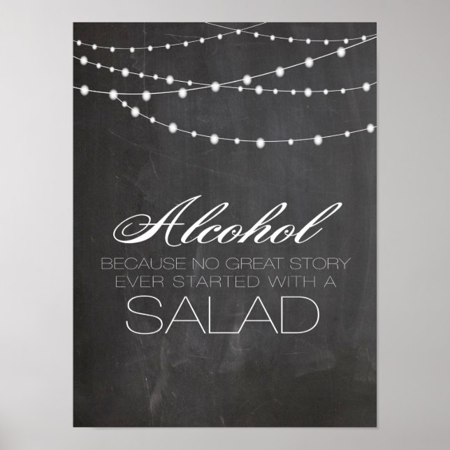 Chalkboard String Lichter Alkohol wegen Hochzeit Poster (Vorne)