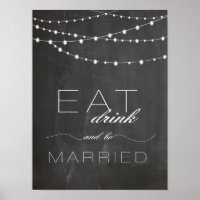 Chalkboard String lighs EAT drink wedsign