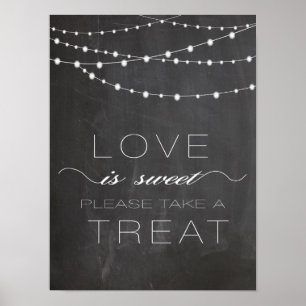 Chalkboard String lightline LIEBE ist Sweet Sign Poster