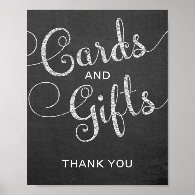 Chalkboard Style Cards und Geschenke Hochzeit Poster (Vorne)