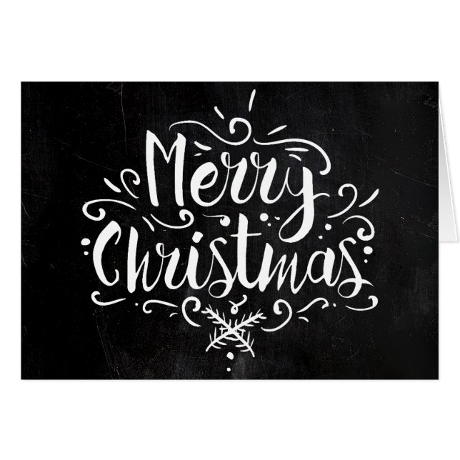 Chalkboard Style Christmas Card - Schwarz/Weiß (Vorderseite (Horizontal))
