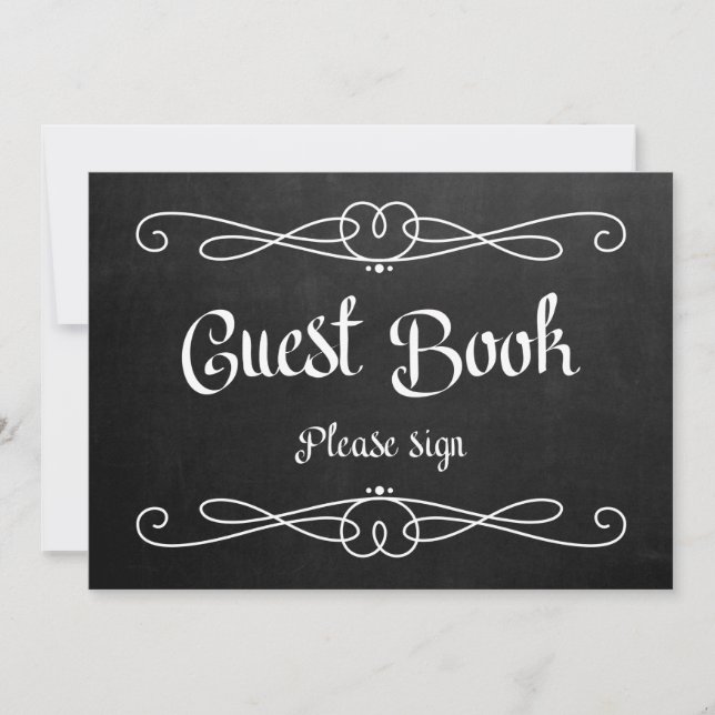 Chalkboard Style "Guest Book" Wedding Sign Einladung (Vorderseite)