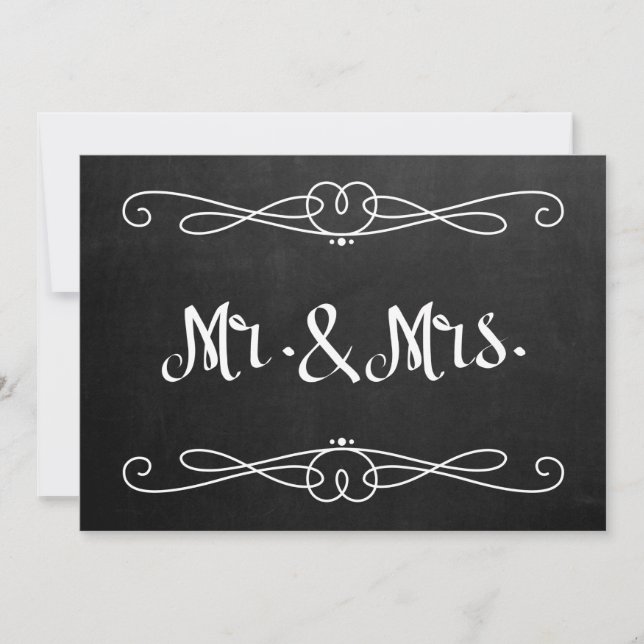 Chalkboard Style "Mr. and Mrs." Hochzeitszeichen (Vorderseite)