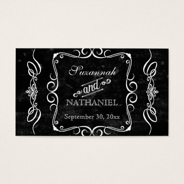 Chalkboard Style Rustikale Swirl Paare Gefallen Ta (Vorderseite)