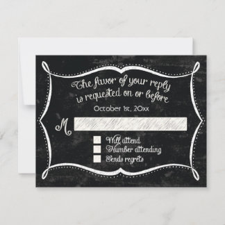 Chalkboard Style Rustikale Swirl Typografische Ein RSVP Karte