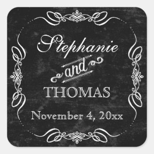 Chalkboard Style Rustikaler Swirt Gefallen Geschen Quadratischer Aufkleber