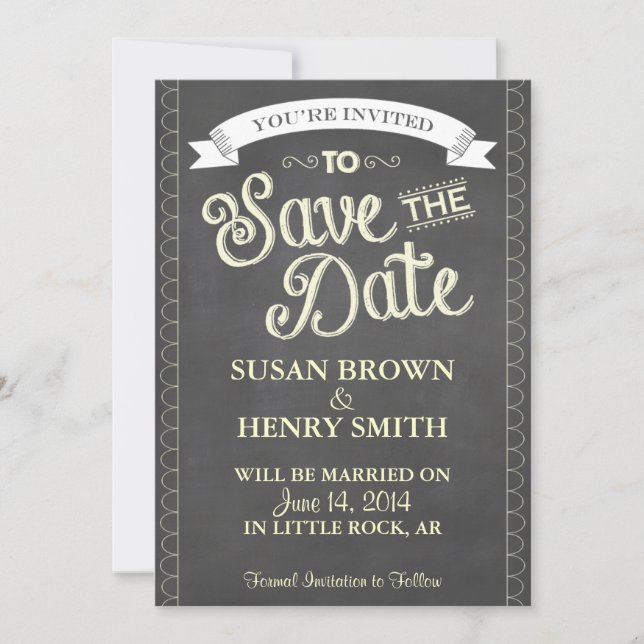 Chalkboard Style Save the Date (Vorderseite)
