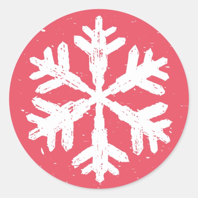 Chalkboard Style Snowflake Weihnachtskarte Siegel Runder Aufkleber (Vorderseite)