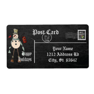 Chalkboard Style Snowman - Blau