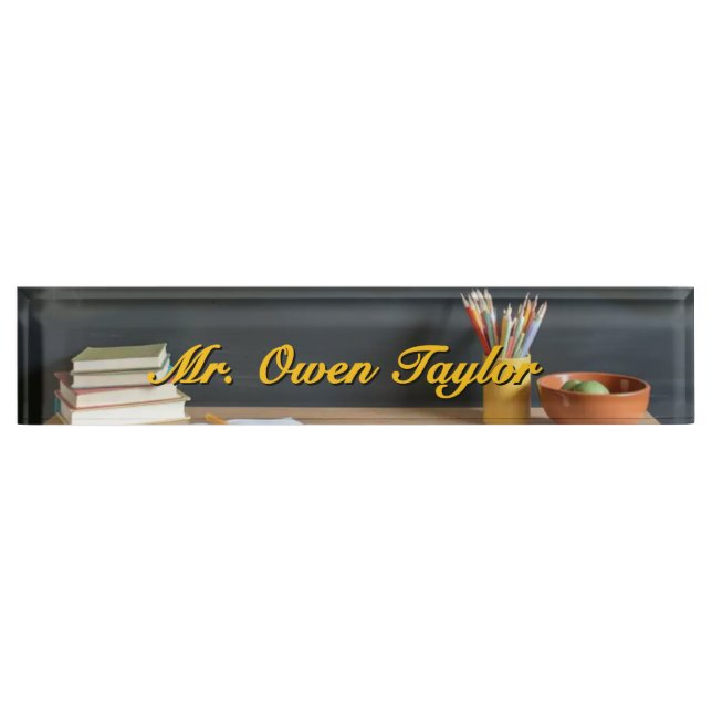 Chalkboard-Style Teacher Desk Nameplate Namensplakette (Vorderseite)