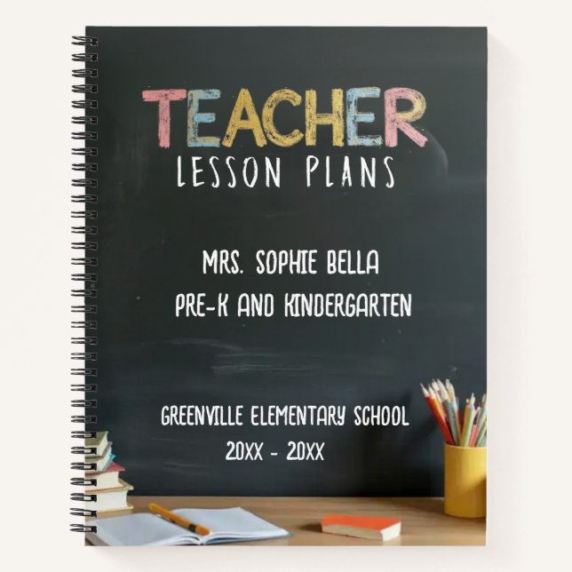 Chalkboard-Style Teacher Lesson Planner Notizbuch (Vorderseite)