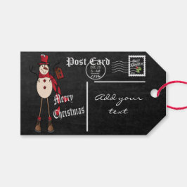 Chalkboard Styled Snowman Postcard Geschenkanhänger