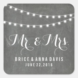 Chalkboard Summer String Light Wedding Stickers