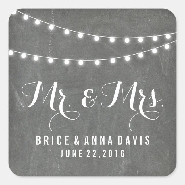 Chalkboard Summer String Light Wedding Stickers (Vorderseite)