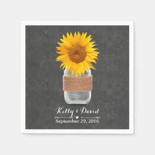 Chalkboard Sunflower & Mason Jar Rustikale Hochzei Serviette