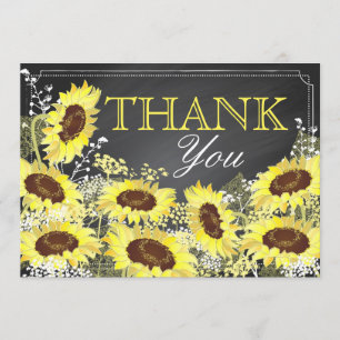 Chalkboard Sunflower Rustic Modern Vielen Dank Dankeskarte