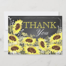 Chalkboard Sunflower Rustic Modern Vielen Dank Dankeskarte