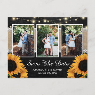 Chalkboard Sunflower Save the Date Foto Postkarten