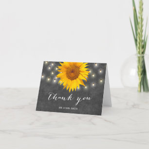 Chalkboard Sunflower & String Lights Vielen Dank Dankeskarte