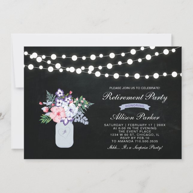 Chalkboard Surprise Retirement Party Einladung (Vorderseite)