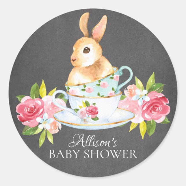 Chalkboard Sweet Bunny Baby Tee Party Sticker (Vorderseite)