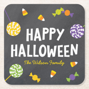 Chalkboard Sweet Candy Leckereien Happy Halloween Rechteckiger Pappuntersetzer