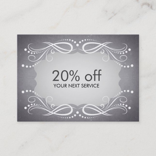 Chalkboard Swirt Gutscheinkarte Rabatt (Vorderseite)