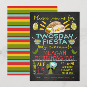 Chalkboard Taco Einladung 2. Geburtstag