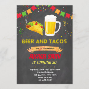 Chalkboard tacos-Bier Einladung zum Geburtstag