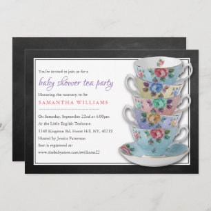 Chalkboard Teacups Baby Dusche Tee Party Einladung