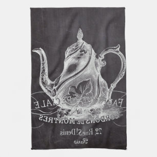 Chalkboard teapot Alice in Wonderland tea party Küchentuch
