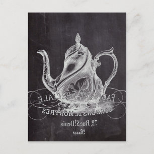 Chalkboard teapot Alice in Wonderland tea party Postkarte