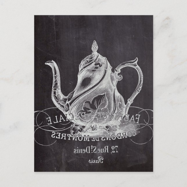 Chalkboard teapot Alice in Wonderland tea party Postkarte (Vorderseite)