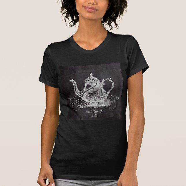 Chalkboard teapot Alice in Wonderland tea party T-Shirt (Vorderseite)