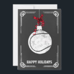 Chalkboard Tennisspieler Weihnachtskarten Feiertagskarte<br><div class="desc">Tennishalle mit Schachbrettmuster - Holiday Grußkarten</div>