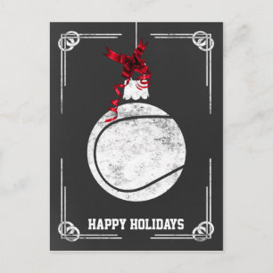 Chalkboard Tennisspieler Weihnachtskarten Feiertagspostkarte