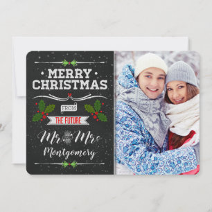 Chalkboard Thema Zukunft Mr. und Mrs. Christmas Ho Feiertagskarte