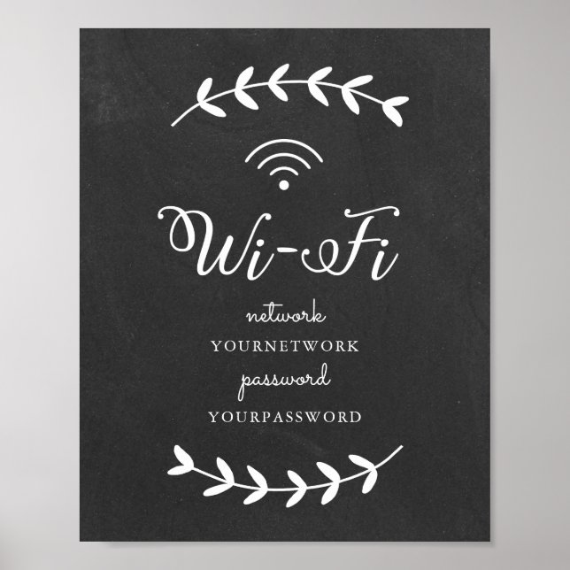 Chalkboard thematisches Wifi-Zeichen Poster (Vorne)
