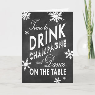 Chalkboard Time to Drink Champagne Feiertagskarte