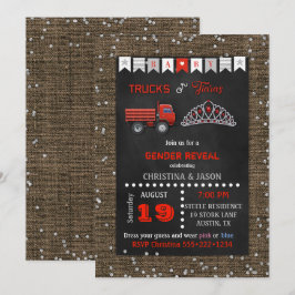 Chalkboard Trucks oder Tiaras Red Gray Gender Reve Einladung