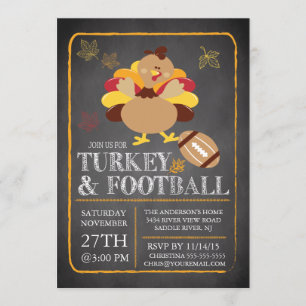 Chalkboard Turkey Football Erntedank Einladung