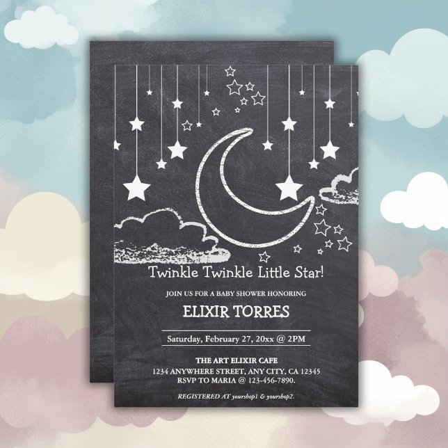 Chalkboard Twinkle Twinkle Little Star Baby Dusche Einladung (Von Creator hochgeladen)
