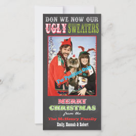 Chalkboard Ugly Christmas Sweater Foto-Karte Feiertagskarte