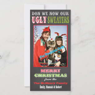 Chalkboard Ugly Christmas Sweater Foto-Karte Feiertagskarte