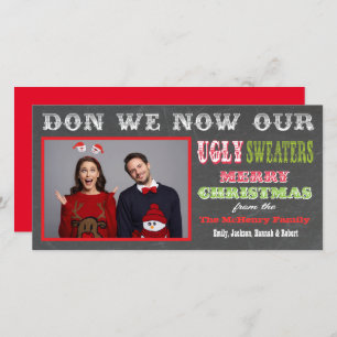 Chalkboard Ugly Christmas Sweater Foto-Karte Feiertagskarte