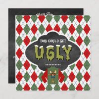Chalkboard Ugly Sweater Weihnachts-Party Einladung