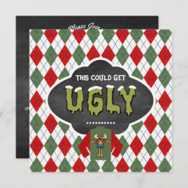 Chalkboard Ugly Sweater Weihnachts-Party Einladung