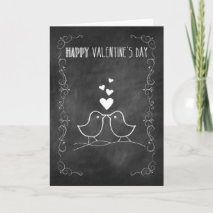 Chalkboard Valentine's Day Birds and Hearts Love Feiertagskarte